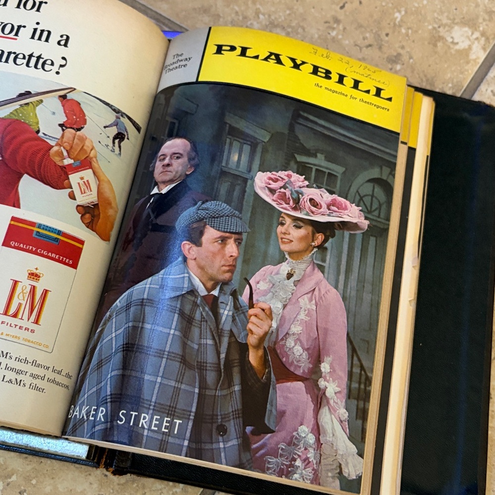 Black Leather Playbill Book Holder & 17 Vintage Playbills